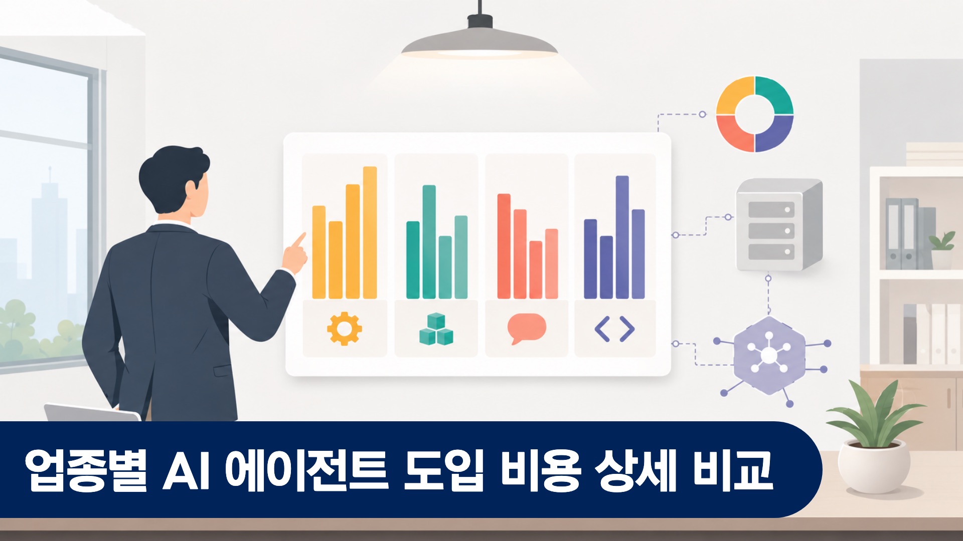 업종별 AI 에이전트 도입 비용 비교 바차트 인포그래픽