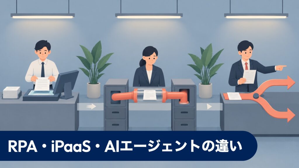 RPA・iPaaS・AIエージェントの違い — 業務自動化ツールを仕事の形で使い分ける